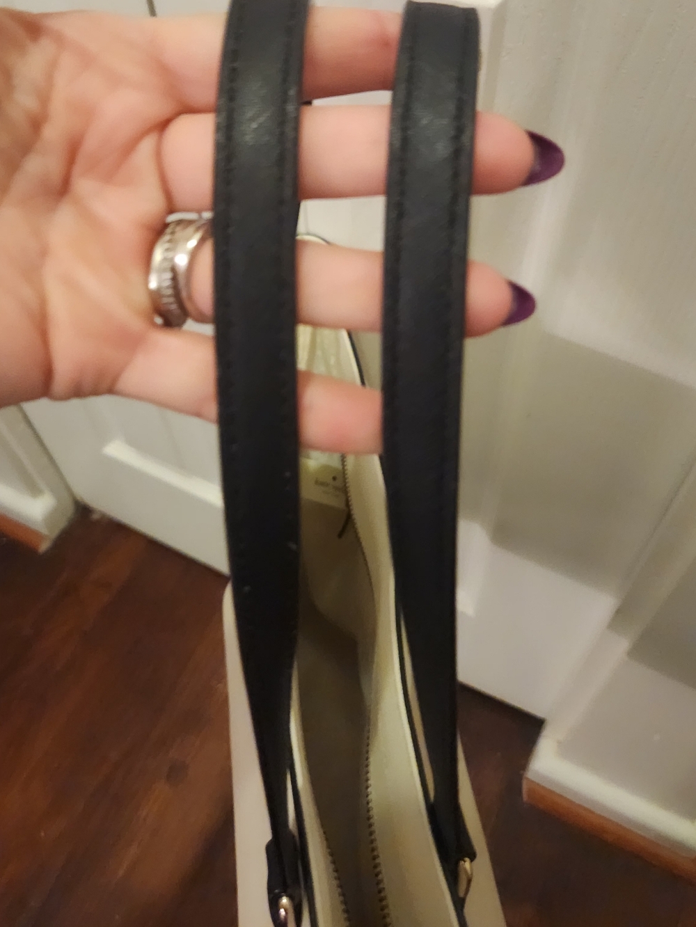 kate spade Two-Tone Cream and Black Structured Tote - Picture 9 of 10